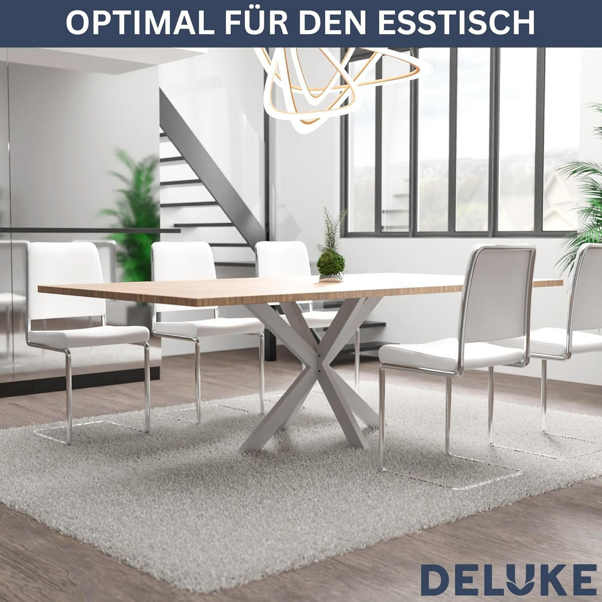 TISCHGESTELL Metall KRYT Weiß | inkl. Schrauben + Bodenschoner | 71x120x68cm - Weiß, Metall (120/71/68cm) - DELUKE