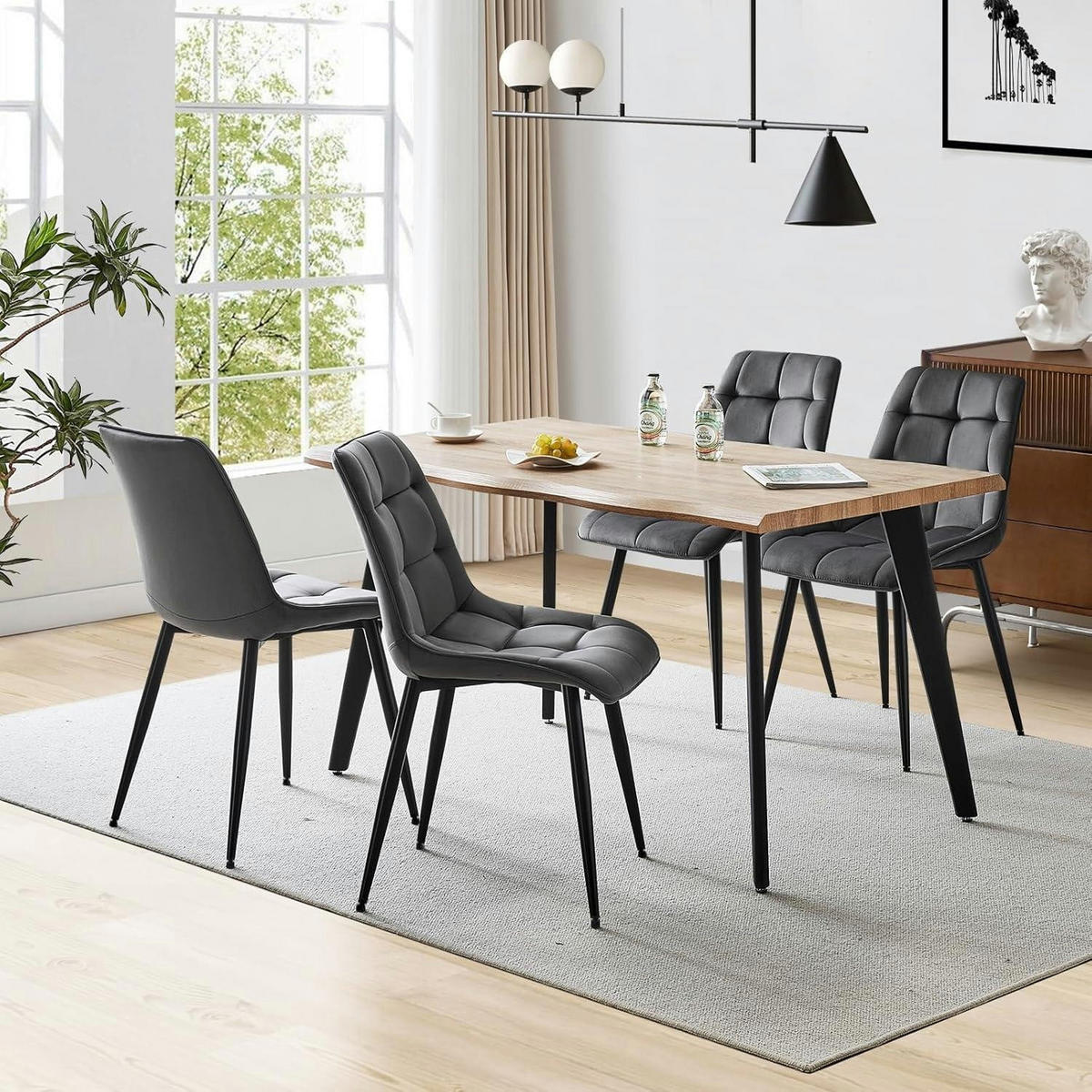 ESSZIMMERSTUHL 2er Set mit Rückenlehne, Samt anthrazit - Anthrazit, Textil (44/86/44cm)
