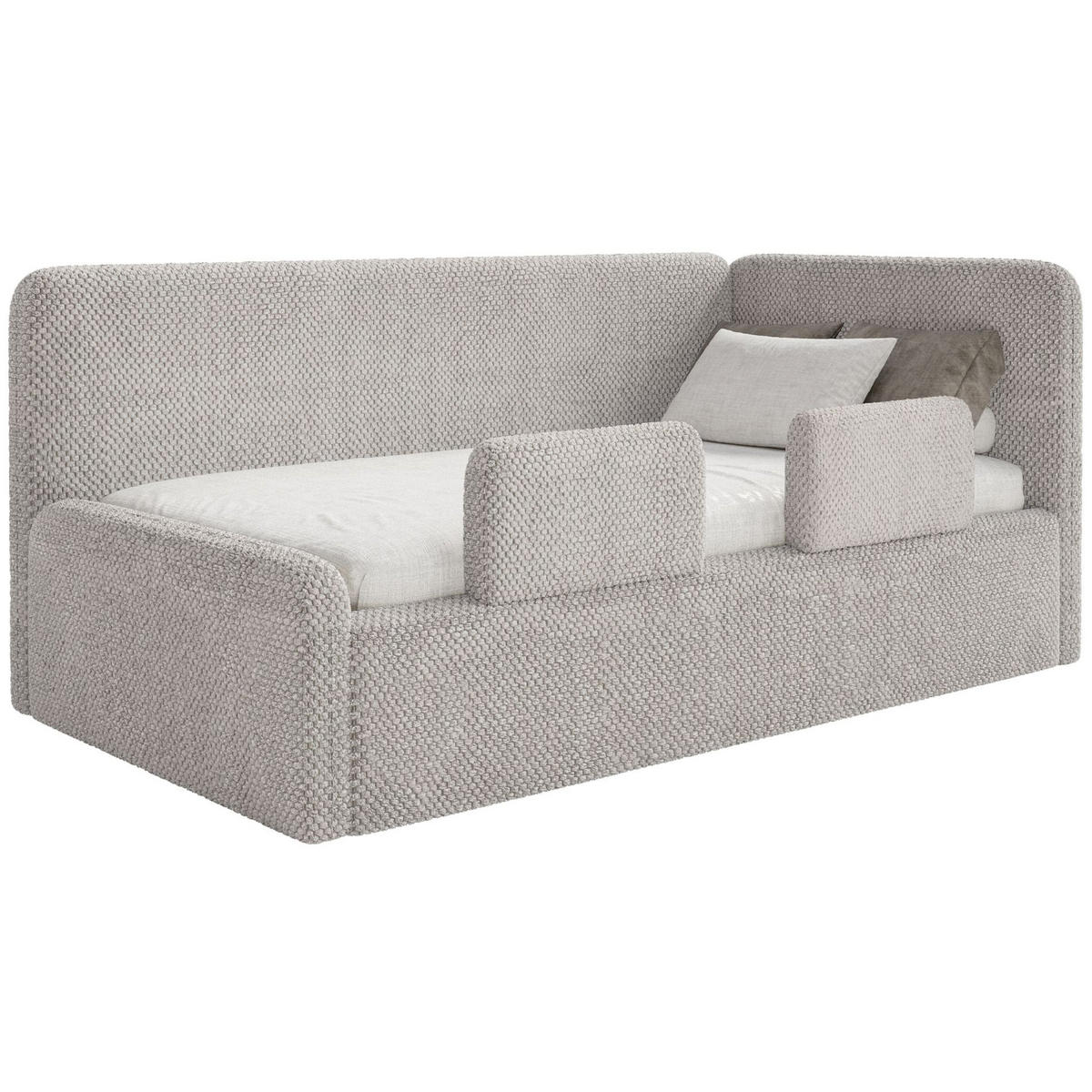 JUGENDBETT Fanko Samt Greige 90x200 cm - Taupe/Schwarz, Kunststoff/Textil (90/200cm) - Selsey