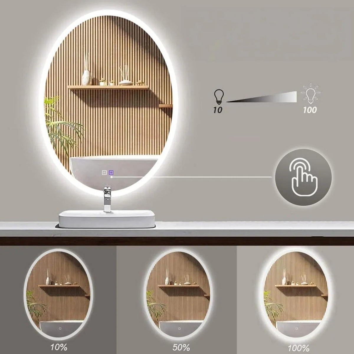 SPIEGEL Rea Led 60x80cm Wwa - Chromfarben, Glas (60/80/2cm) - REA