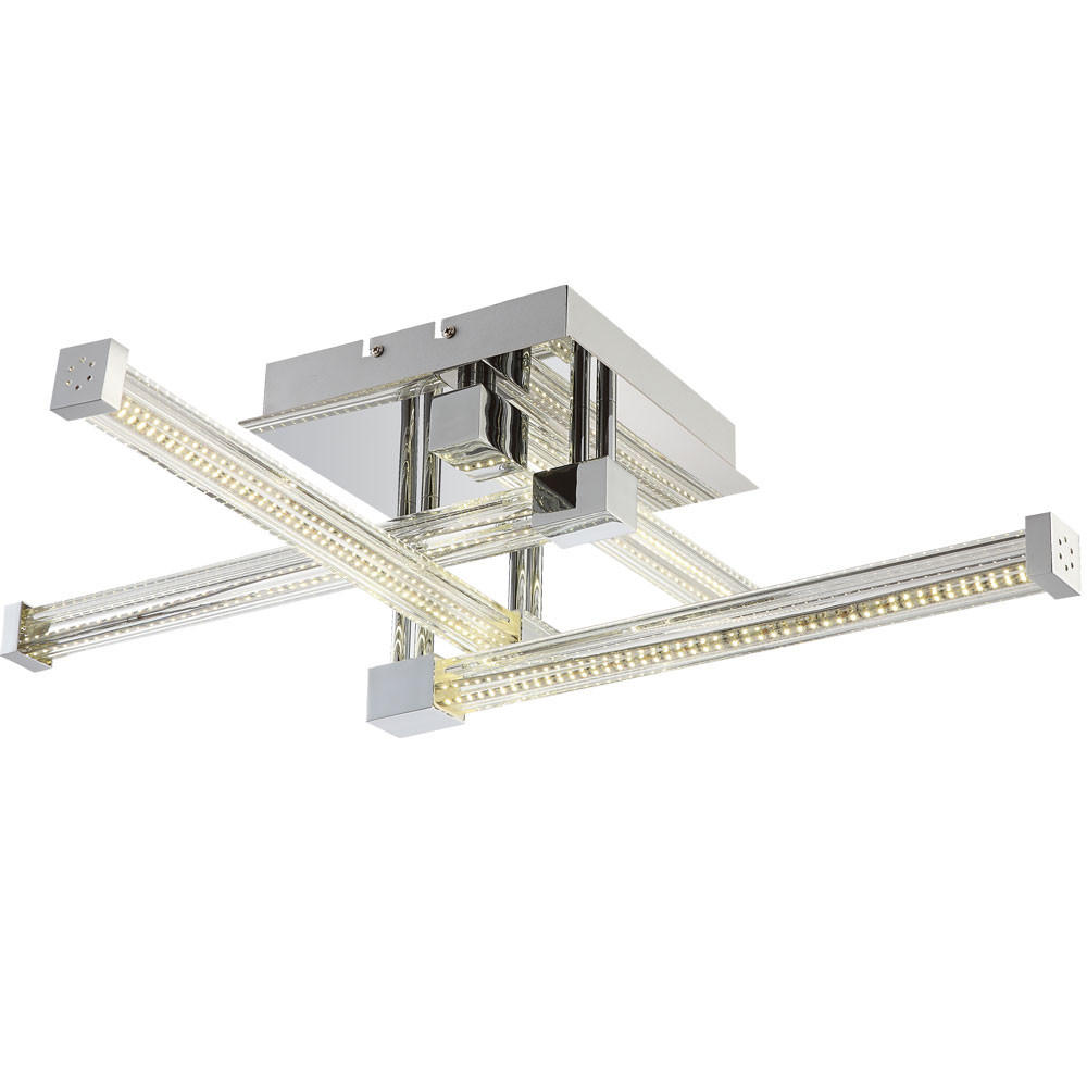 LED DECKENLEUCHTE Metall Glas Silber - Silberfarben, Glas (69.2/69.2/18.9cm) - Globo Lighting