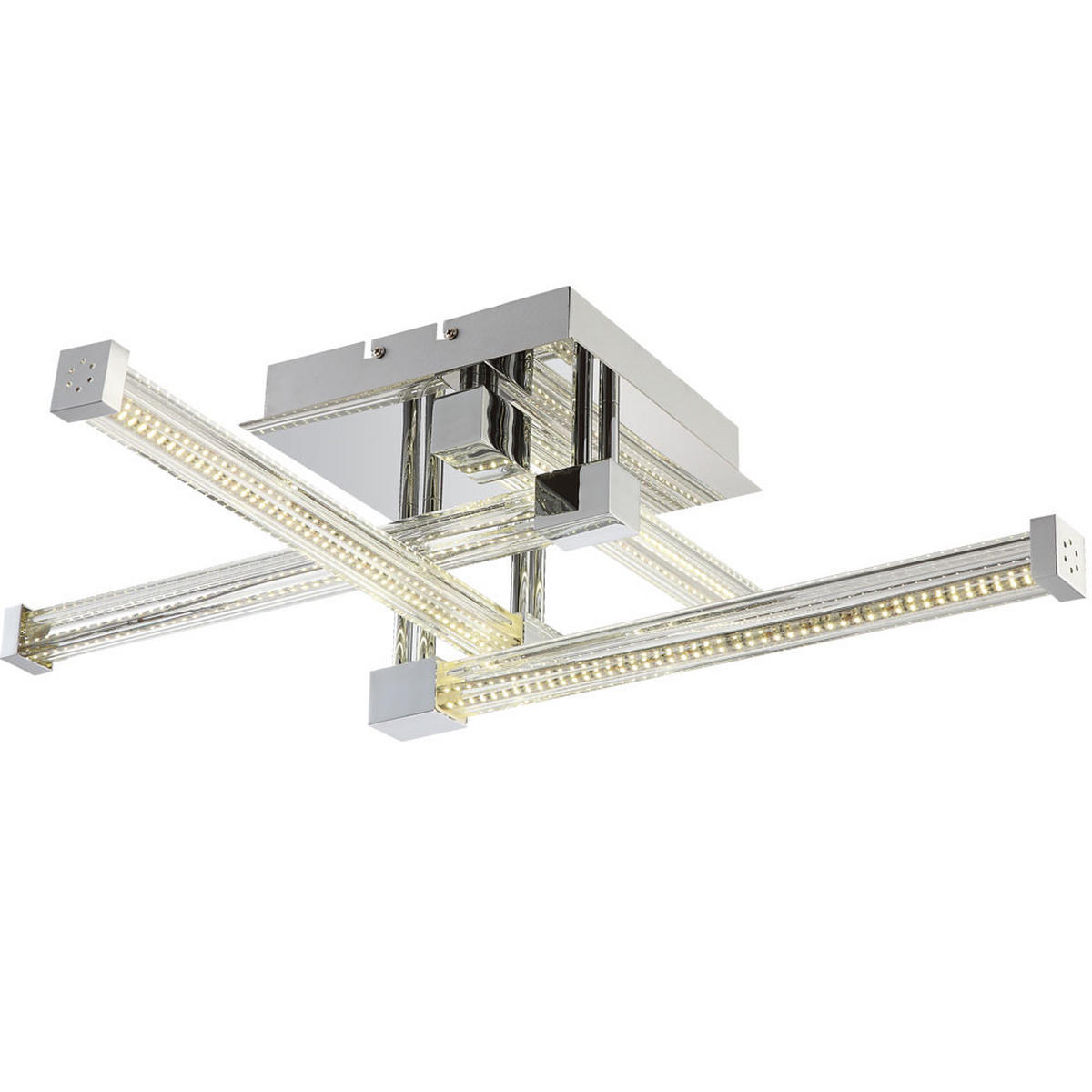 LED DECKENLEUCHTE Metall Glas Silber - Silberfarben, Glas (69.2/69.2/18.9cm) - Globo Lighting