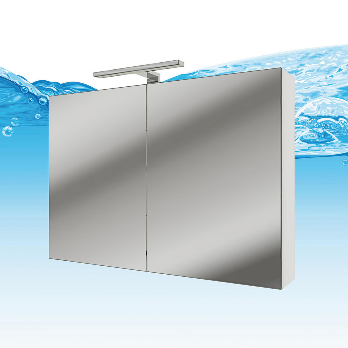 BADMÖBEL Set Gently 3 V2-L Weiß Badezimmermöbel Badspiegel Waschtisch 80 cm mit 1x 5W LED-Strahler - Weiß, Glas/Kunststoff (46/40/80cm) - AcquaVapore by Sandra Jentho