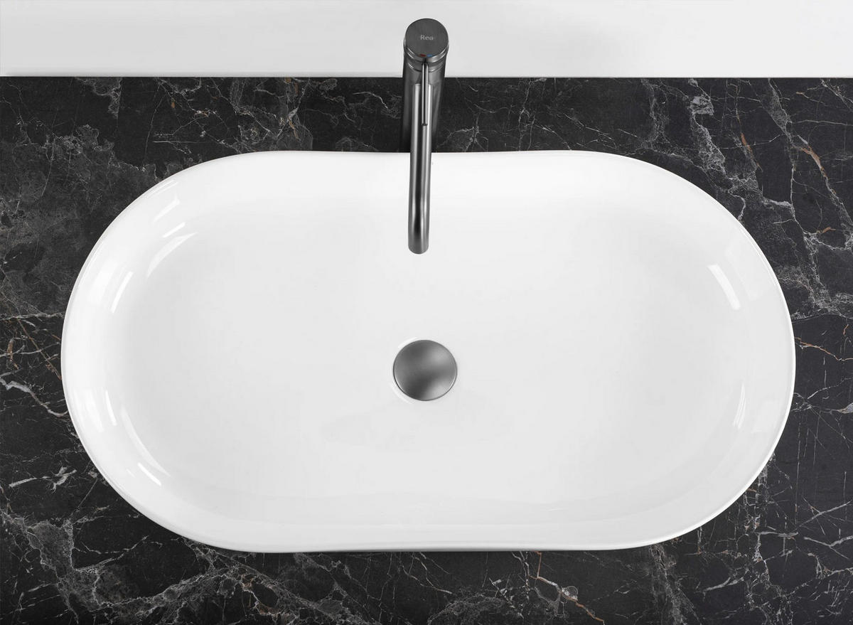 AUFSATZWASCHBECKEN Cleo 71 White – Rea - Weiß, Keramik (39.5/13/70cm) - REA