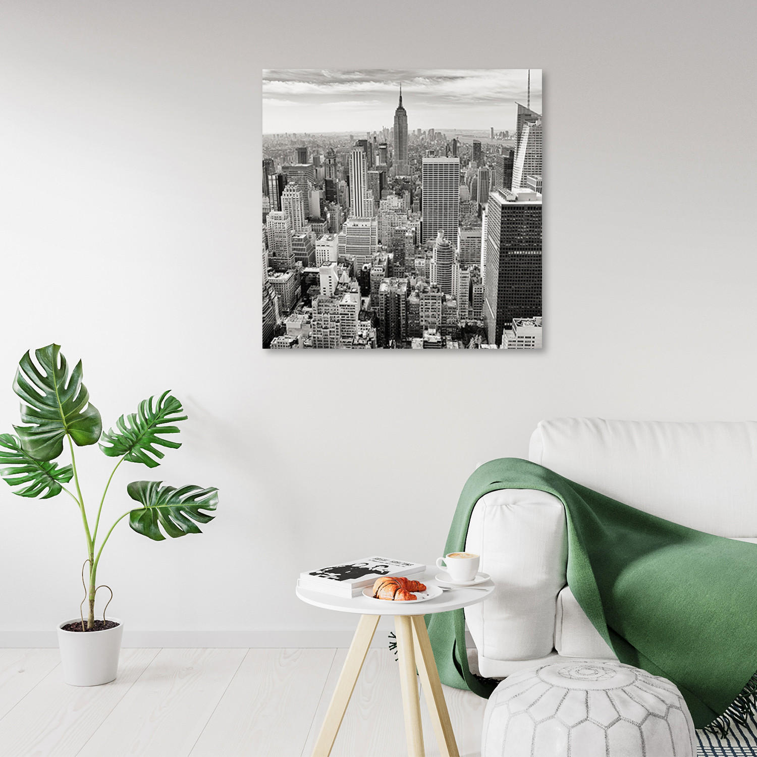 WANDBILD ansicht von manhattan - Schwarz, Textil (50/50cm) - Feeby