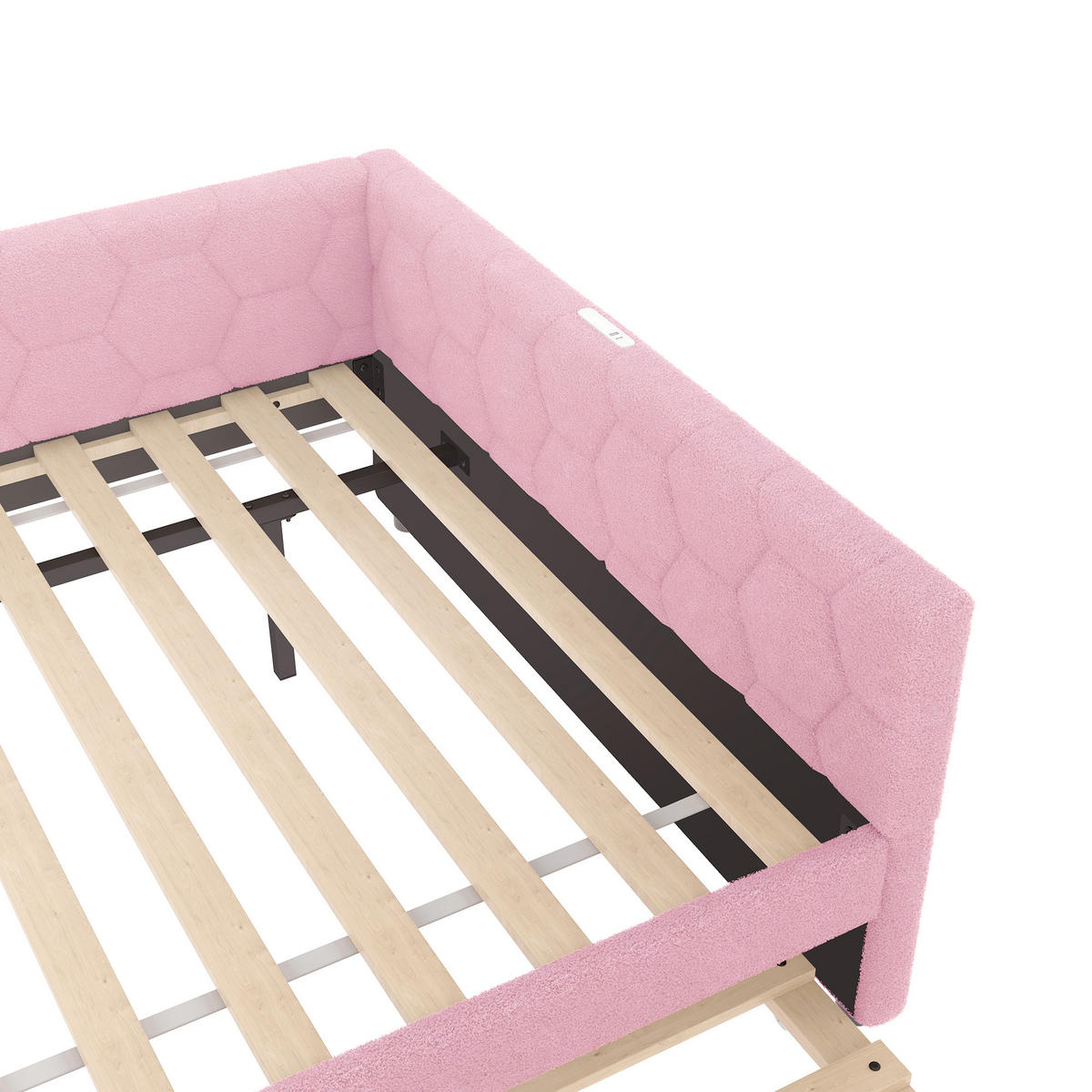 POLSTERBETT aus Samt 140x200 cm in Rosa mit Ausziehbett, USB & Typ-C - Rosa, Textil (140/200cm) - Modfu