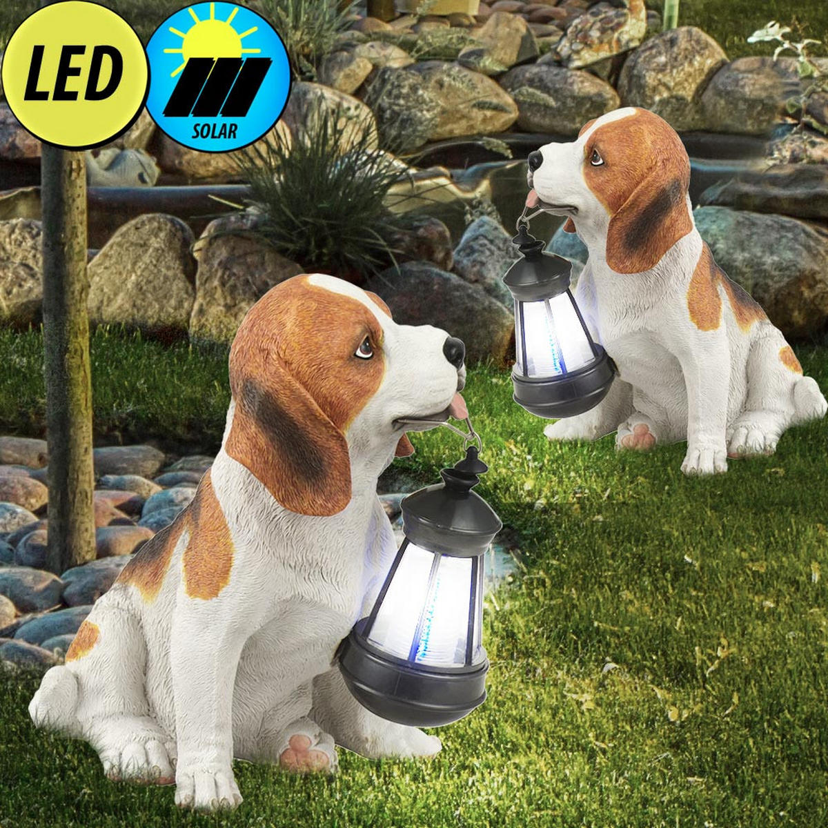 LED AUSSENLEUCHTE Hund Bunt 2er Set - Multicolor, Kunststoff (24.2/18/26cm) - Globo Lighting