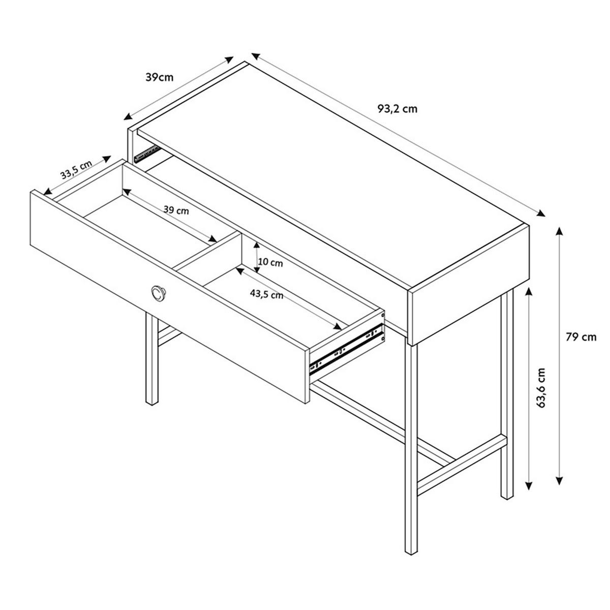 KONSOLENTISCH Dalia mit 1 Schublade und Metallbeinen, Schwarz - Schwarz, Holzwerkstoff/Metall (39/93/79cm) - Beautysofa