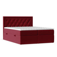 BOXBETT Maestro Dunkelrot 120/200 cm mit Bonellmatratze und Topper - Schwarz/Dunkelrot, Holz/Holzwerkstoff (120/200cm) - Maison de Reve