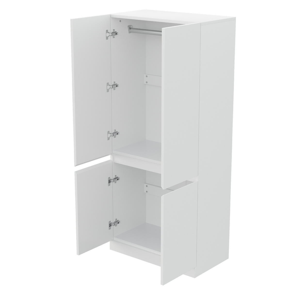 KLEIDERSCHRANK 70x40x170cm 2 Türen Stauraum Weiß - Weiß, Holz (70/170/40cm) - FLIEKS