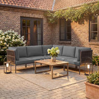LOUNGEGARNITUR Elora Hellgrau Outdoorstoff/Metall +Abdeckung - Hellgrau, Metall