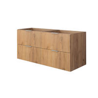WASCHBECKUNTERSCHRANK, Eiche Craft, 120 (2 x 60) x 57 x 46 cm, silberner Griff, ohne Arbeitsplatte - Eichefarben/Silberfarben, Holzwerkstoff (120/57/46cm) - 3XE LIVING