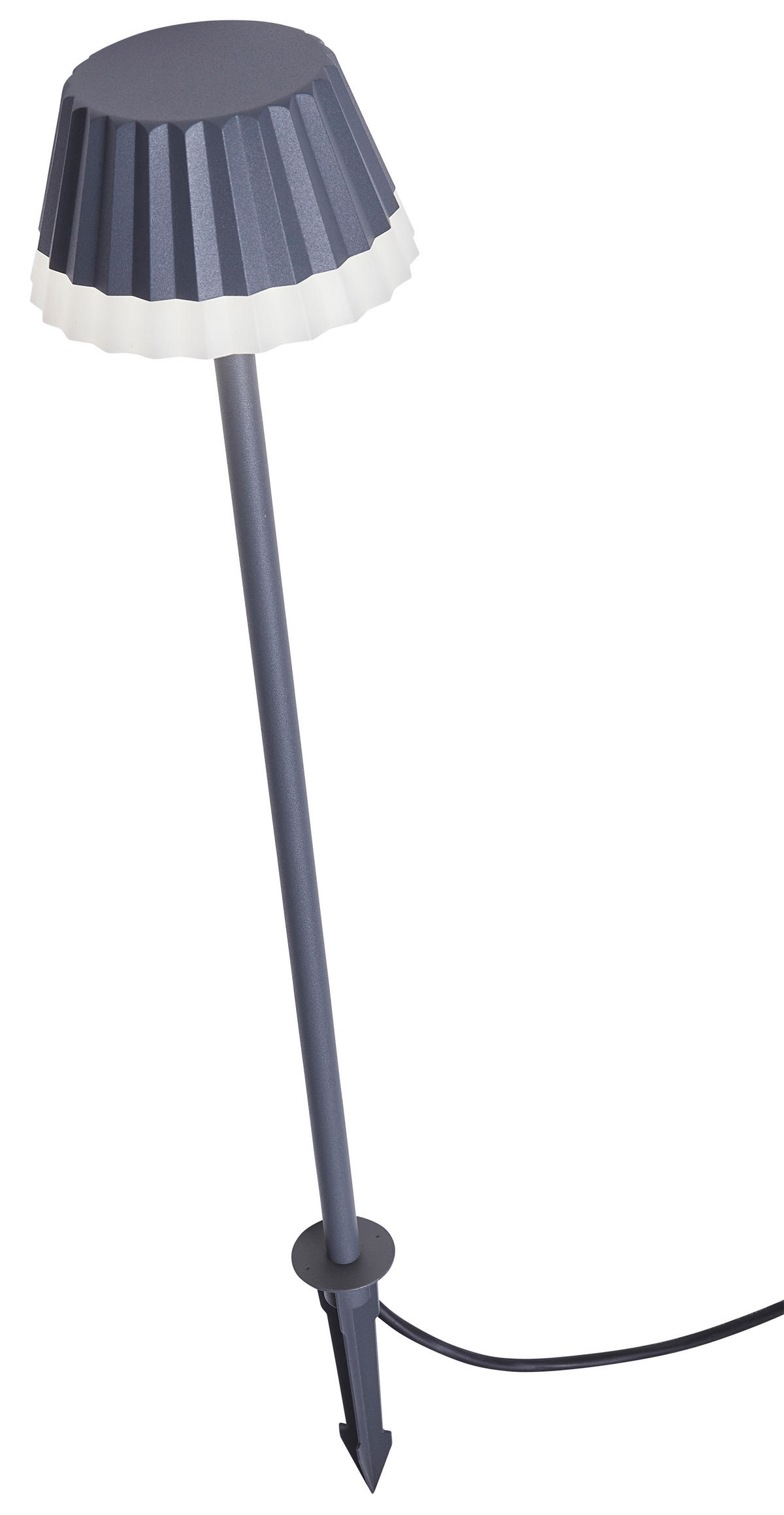 LED-AUSSENLAMPE aus Aluminium 62cm hoch mit Erdspieß und 2m Netzkabel für Garten - Grau, Metall (15/22/29cm) - Northpoint