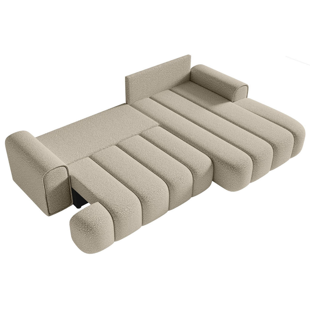 ECKSOFA Dandelino Hellbeige mit Bouclé-Bezug, rechts - Ecru/Schwarz, Kunststoff/Textil (275/168cm) - Selsey