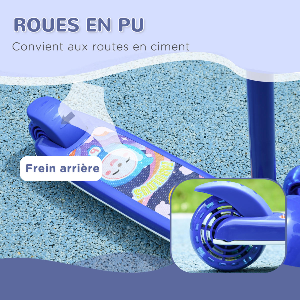 KINDERSCOOTER DE-16957 3 Räder mit LED-Leuchten Blau - Blau, Kunststoff (52/29/76cm) - ComfortXL