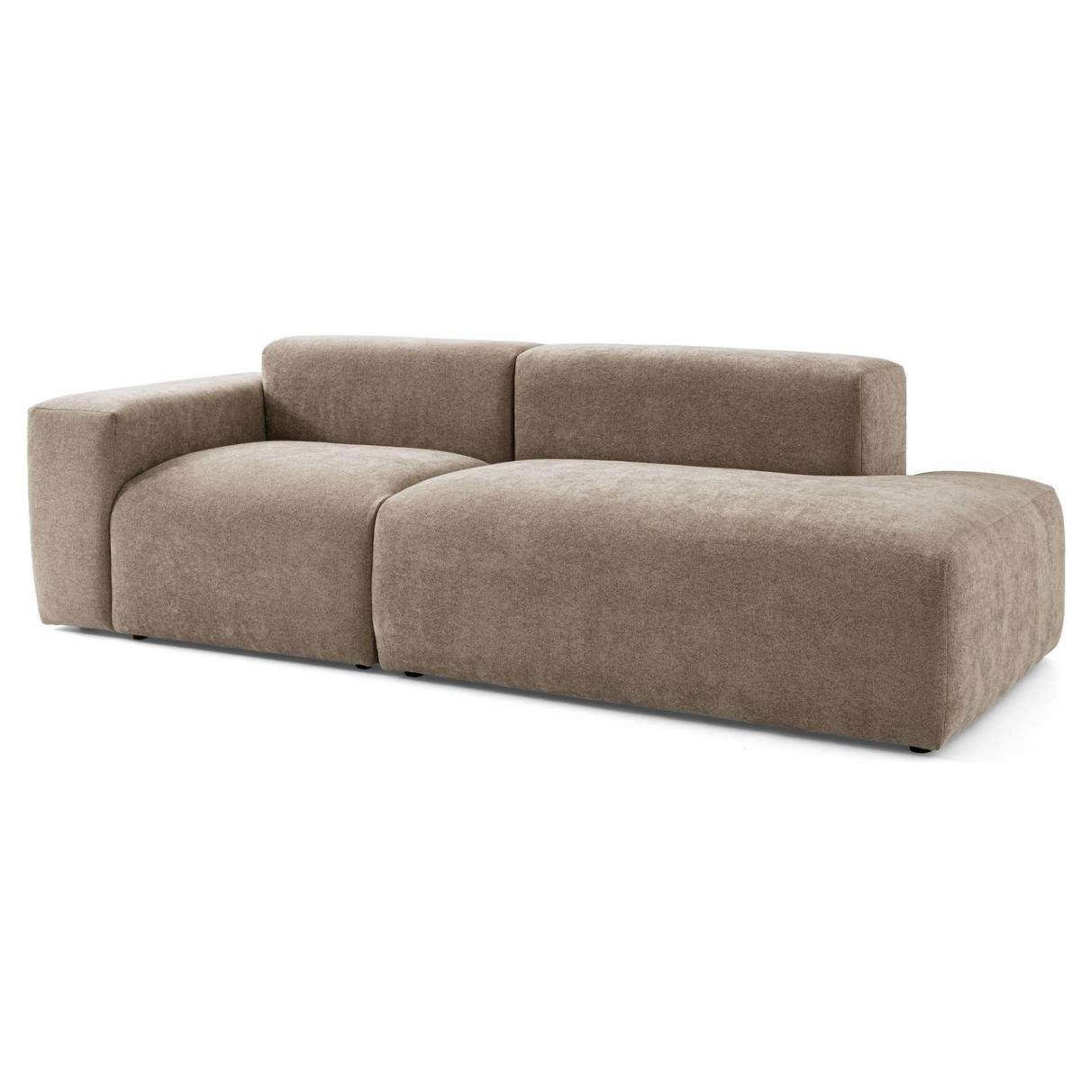 3-SITZER modulares Sofa HEAVEN SET 1 Rechts, Breite 255 cm Webstoff Braun - Schwarz/Braun, Holz/Kunststoff (102/71/255cm) - Muffo