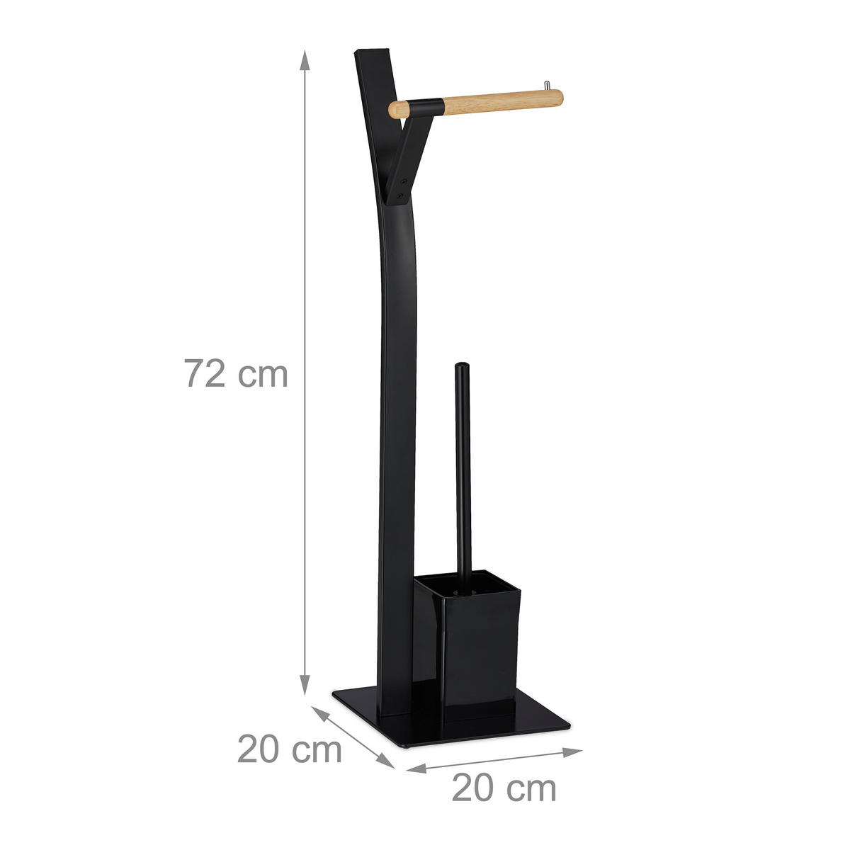 WC Garnitur - Schwarz, Holz/Metall (20/72/20cm) - Relaxdays