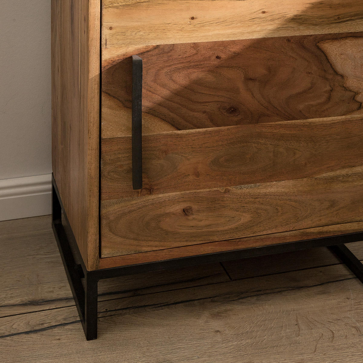 NACHTKOMMODE - Akazie massiv - Akaziefarben, Holz (45/65/35cm) - home24