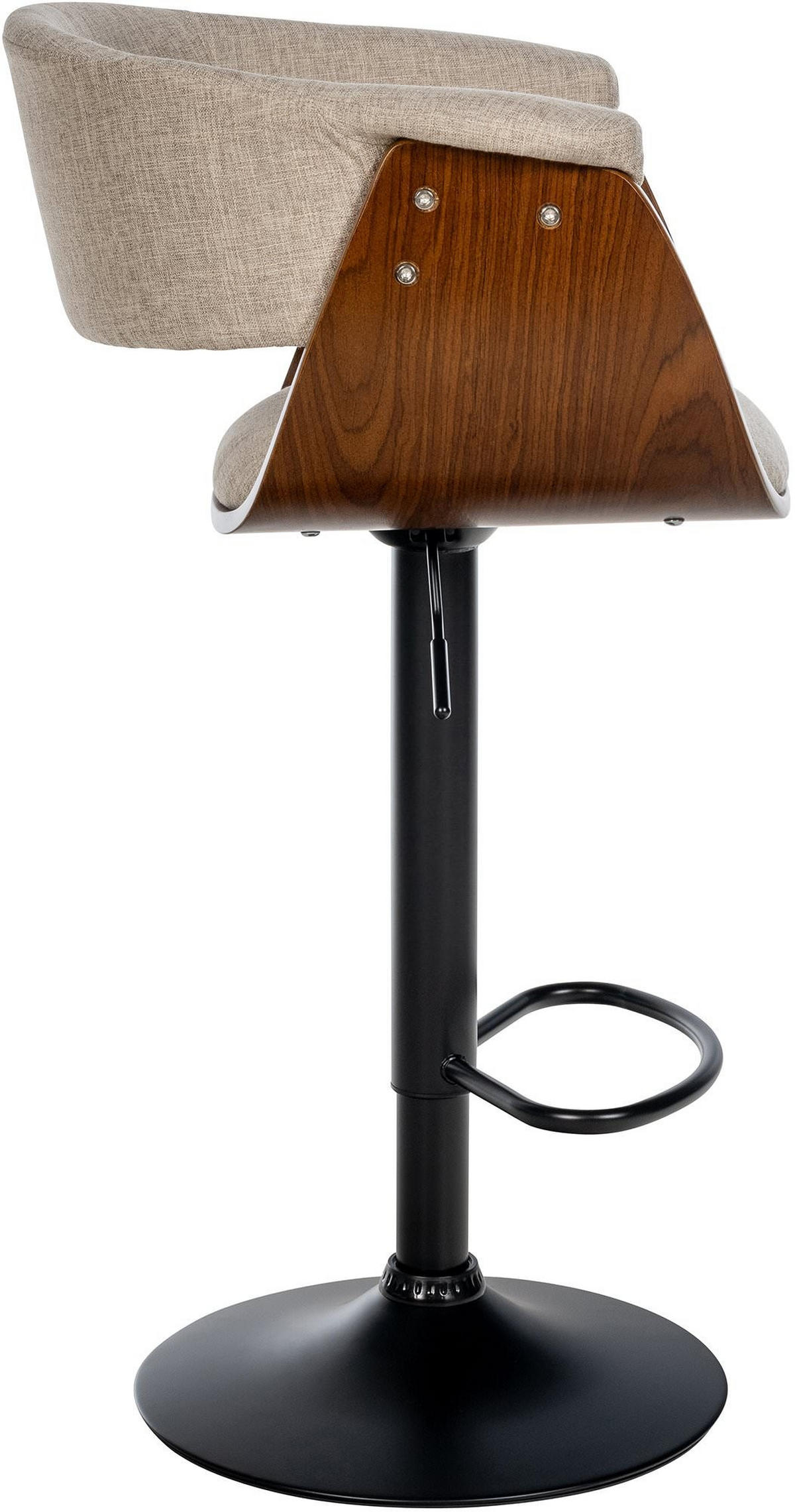 BARHOCKER Vestal 90-111x60x51 cm walnuss/creme - Nussbaumfarben, Metall (60/90/51cm) - furnicato