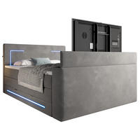 BOXSPRINGBETT Monaco anthrazit 180/200 cm H2/H3 Samt mit TV-Lift - Anthrazit, Textil (180/200cm) - wonello