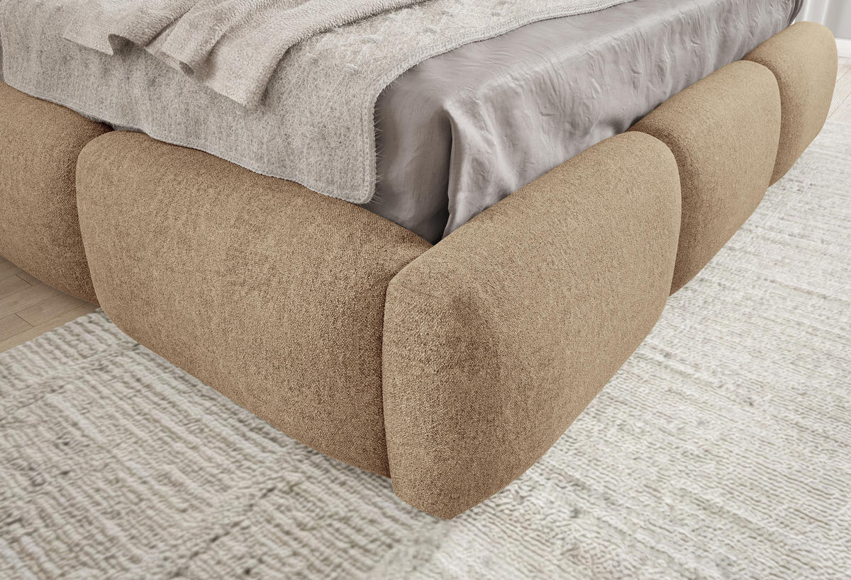 POLSTERBETT BOVA 180x200 cm mit Bettkasten,Lattenrost,Doppelbett,Boxspringbett-Optik-Cappuccino - Cappuccino, Holz (180/200cm) - Furnistar