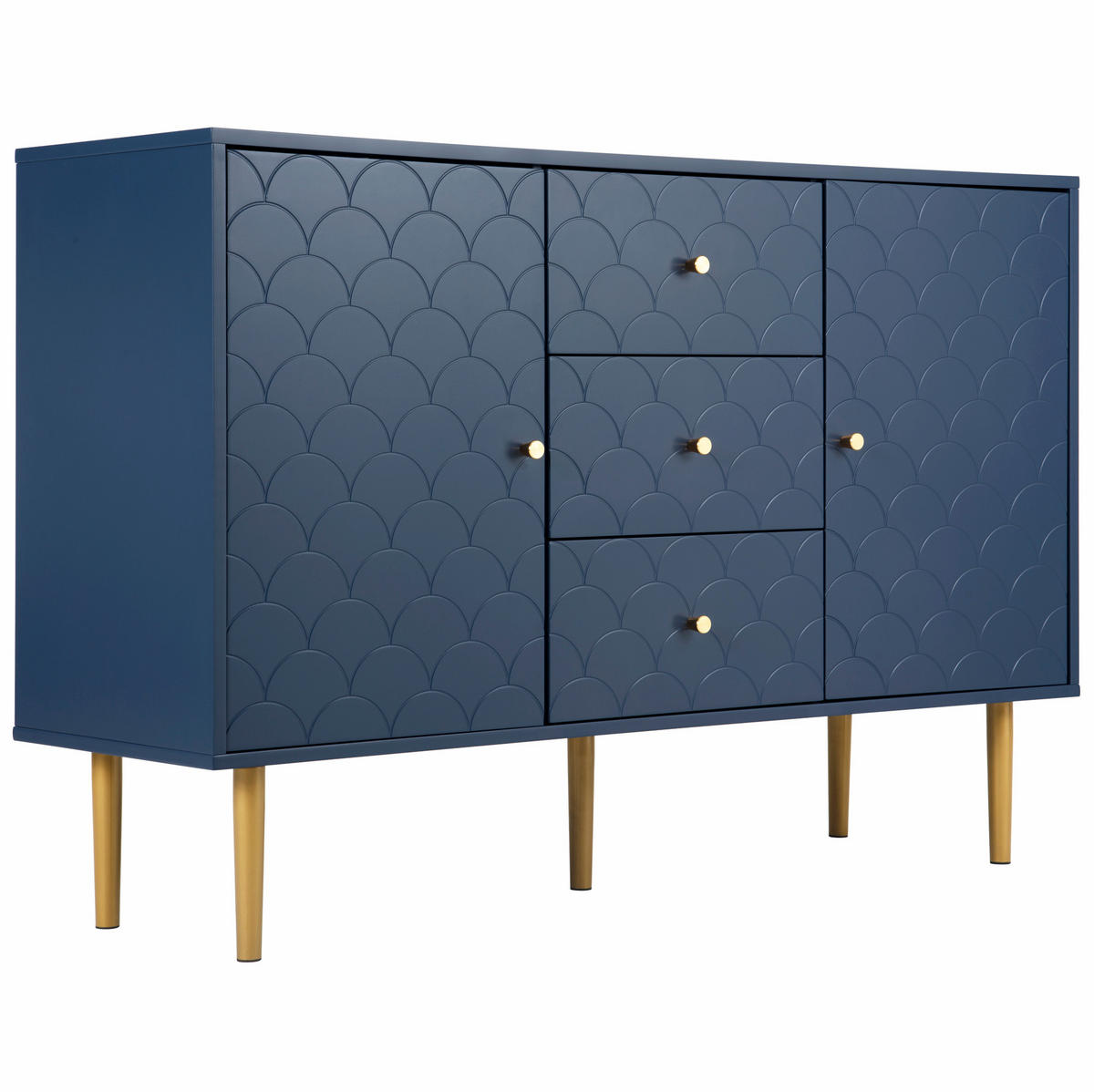 KOMMODE mit 2 Türen und 3 Schubladen 120 x 40 x 83 cm Marineblau - Blau, Metall (40/83/120cm) - Meubliv