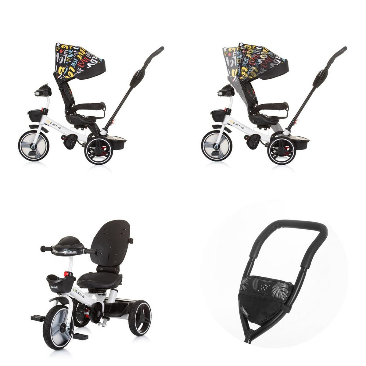 DREIRAD Be Active 2 in 1 bunt Sitz drehbar Musik Licht drehbar - Multicolor, Metall (117/50/96cm) - Chipolino