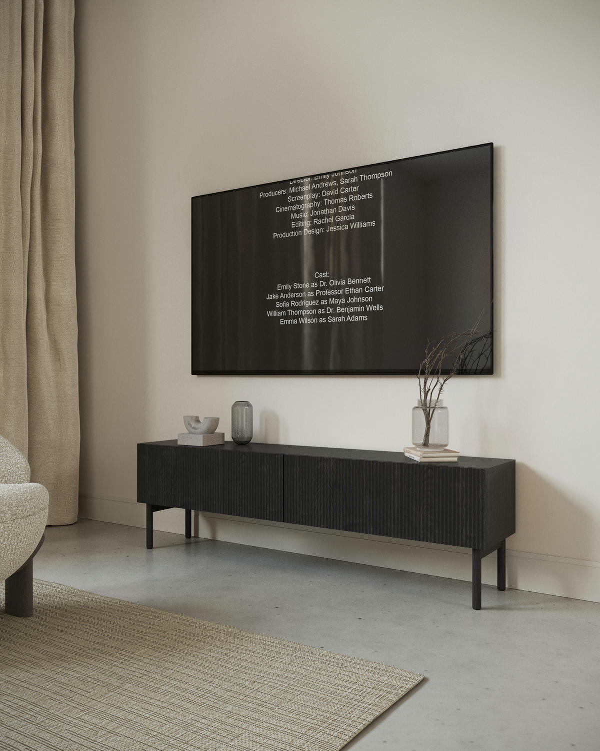 TV-LOWBOARD Nolie Holzoptik Esche Schwarz 175 cm - Schwarz, Holz/Holzwerkstoff (175/51/31.6cm) - Selsey