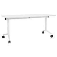 SCHREIBTISCH Zusammenklappbarer Weiß 160/60 cm mit Rädern Cavi - Weiß, Holzwerkstoff (60/160/75cm) - Beliani