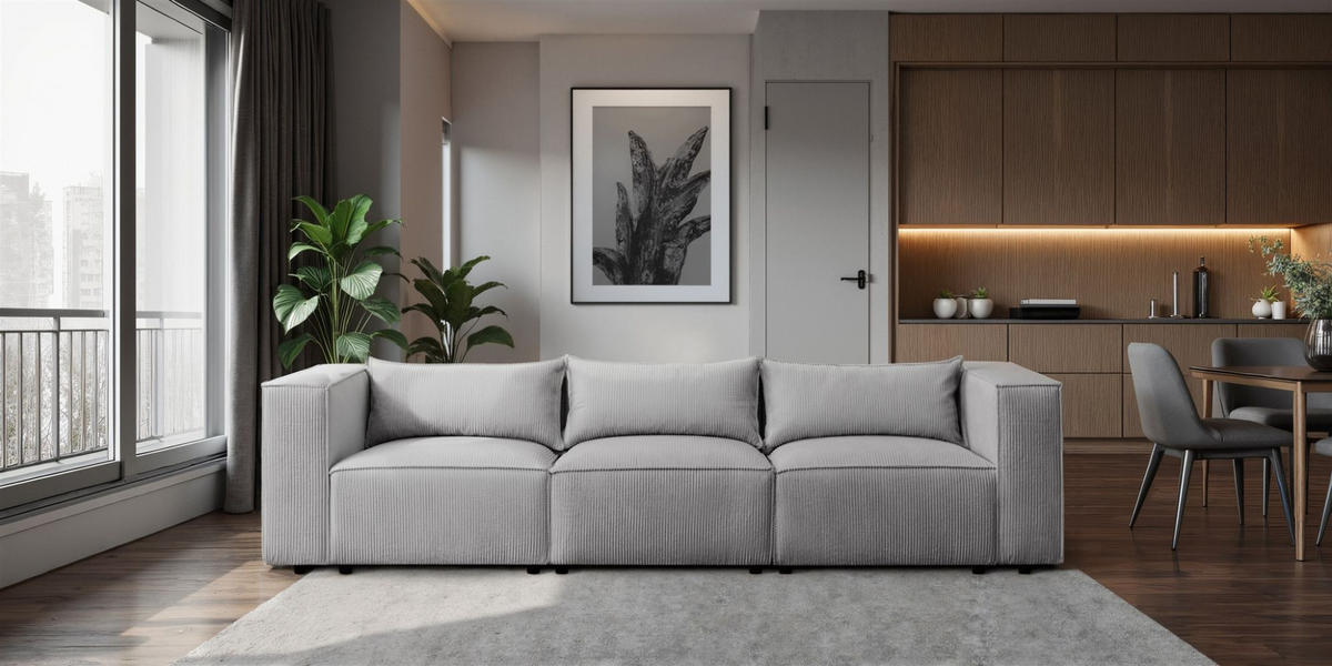 SOFA 3-sitzer Nevio - Grau, Holzwerkstoff/Textil (290/71/105cm) - Fun Möbel