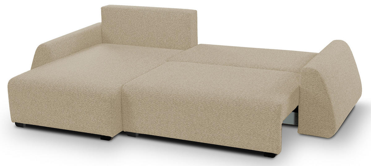ECKSOFA ALMI mit Schlaffunktion Bettkasten Wellenfedern Komfortable Sitzpolsterung Elegantes Design Linke, 160x275 cm Cappucino - Cappuccino, Holz/Textil (160/275cm) - DomoHome