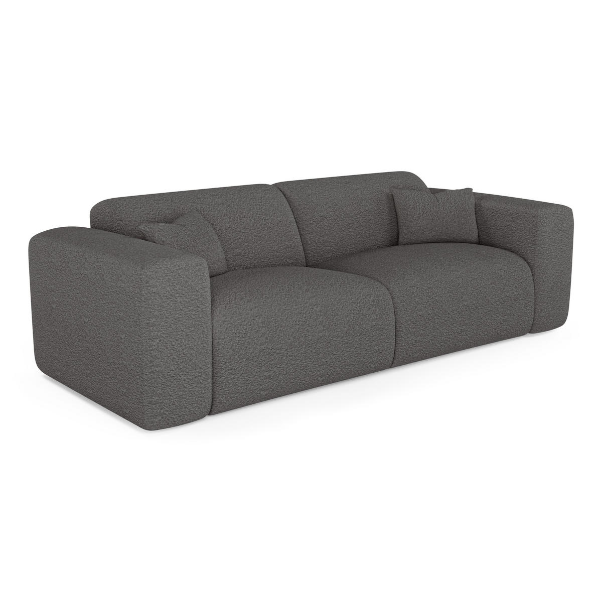 SCHLAFSOFA GERADE Bouclé-Stoff Graphitgrau 214cm - Graphitfarben/Grau, Textil (214/73/95cm) - Sia Home