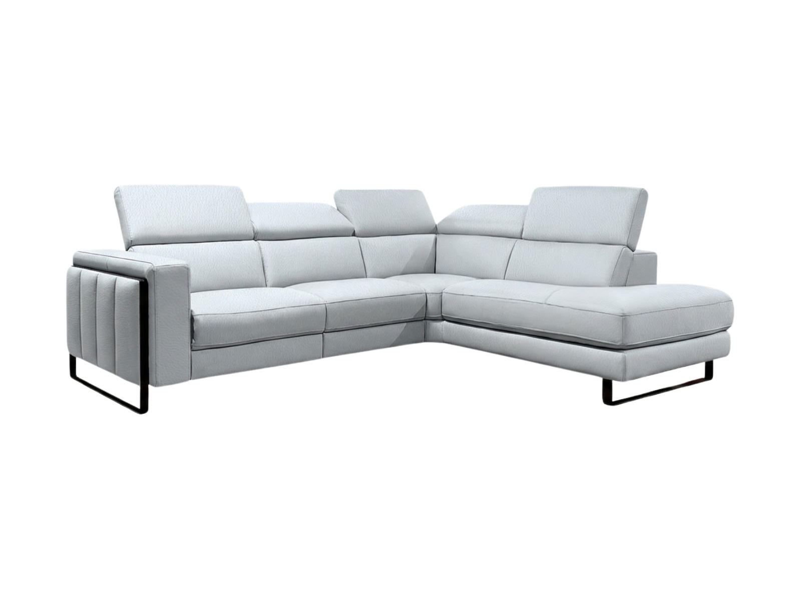 ECKSOFA Marchesi Echtleder Weiß - Weiß, Leder/Metall (257/80/220cm)
