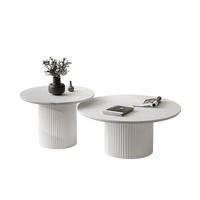 COUCHTISCH-SET OVI mit geriffeltem Sockel - Weiß, Holzwerkstoff (80/80/42cm) - Lookway