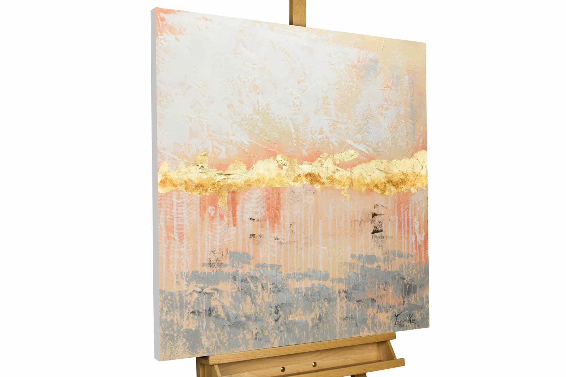 ÖLGEMÄLDE 80/80 cm - Pink/Beige, Holz/Textil (1.6/80cm) - KUNSTLOFT