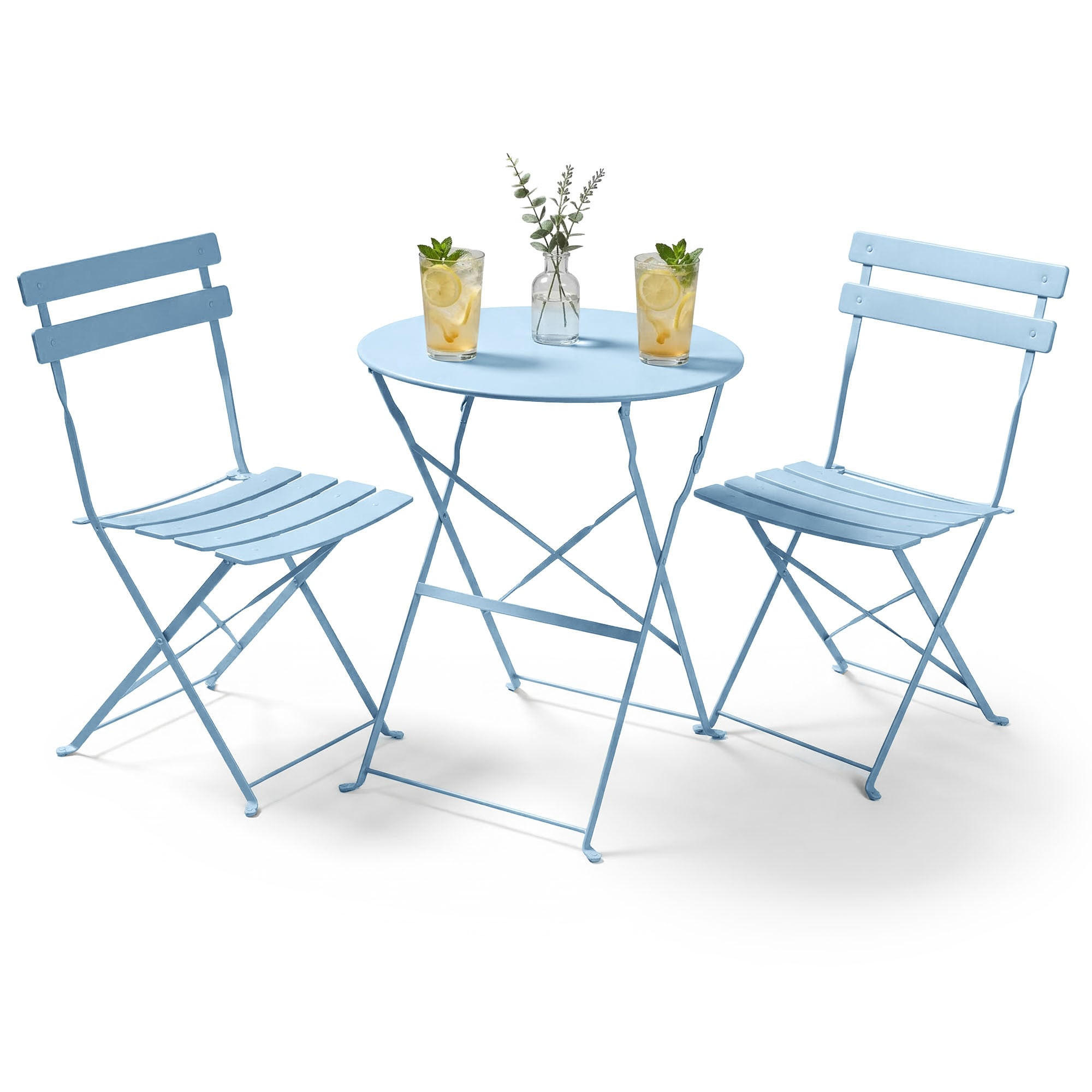 BALKONSET 3-er Set Metall Blau - Blau, Metall - Akord