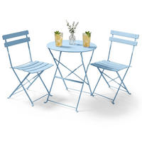 BALKONSET 3-er Set Metall Blau - Blau, Metall - Akord
