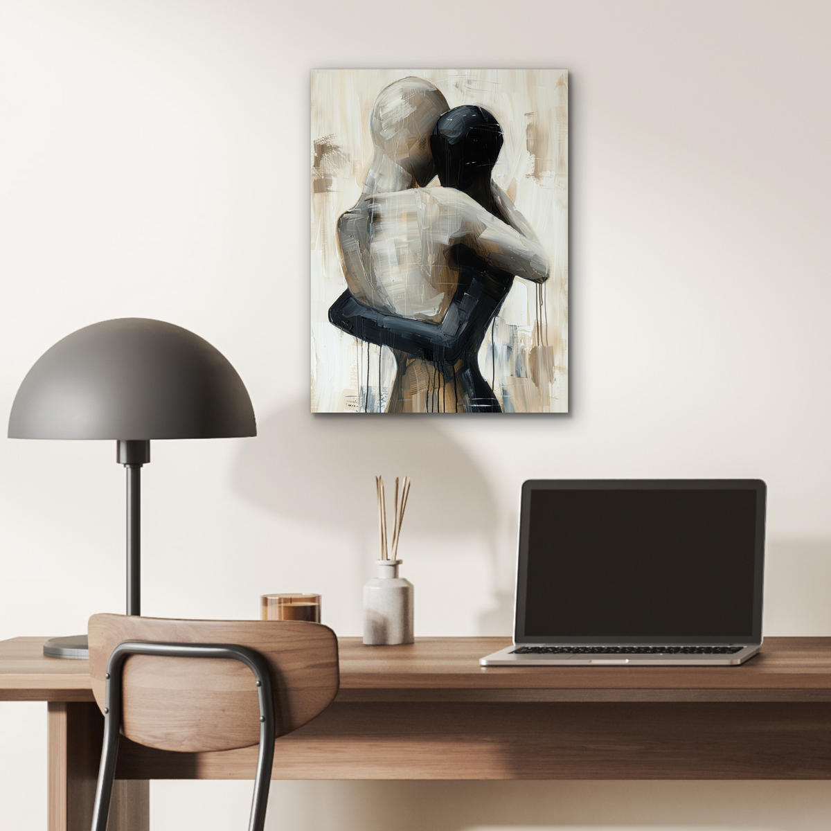 KOVOVÝ OBRAZ Abstraktné - Láska - Čiernobiele - Moderné 30x40 cm - čierna, kov (30/40cm) - MuchoWow