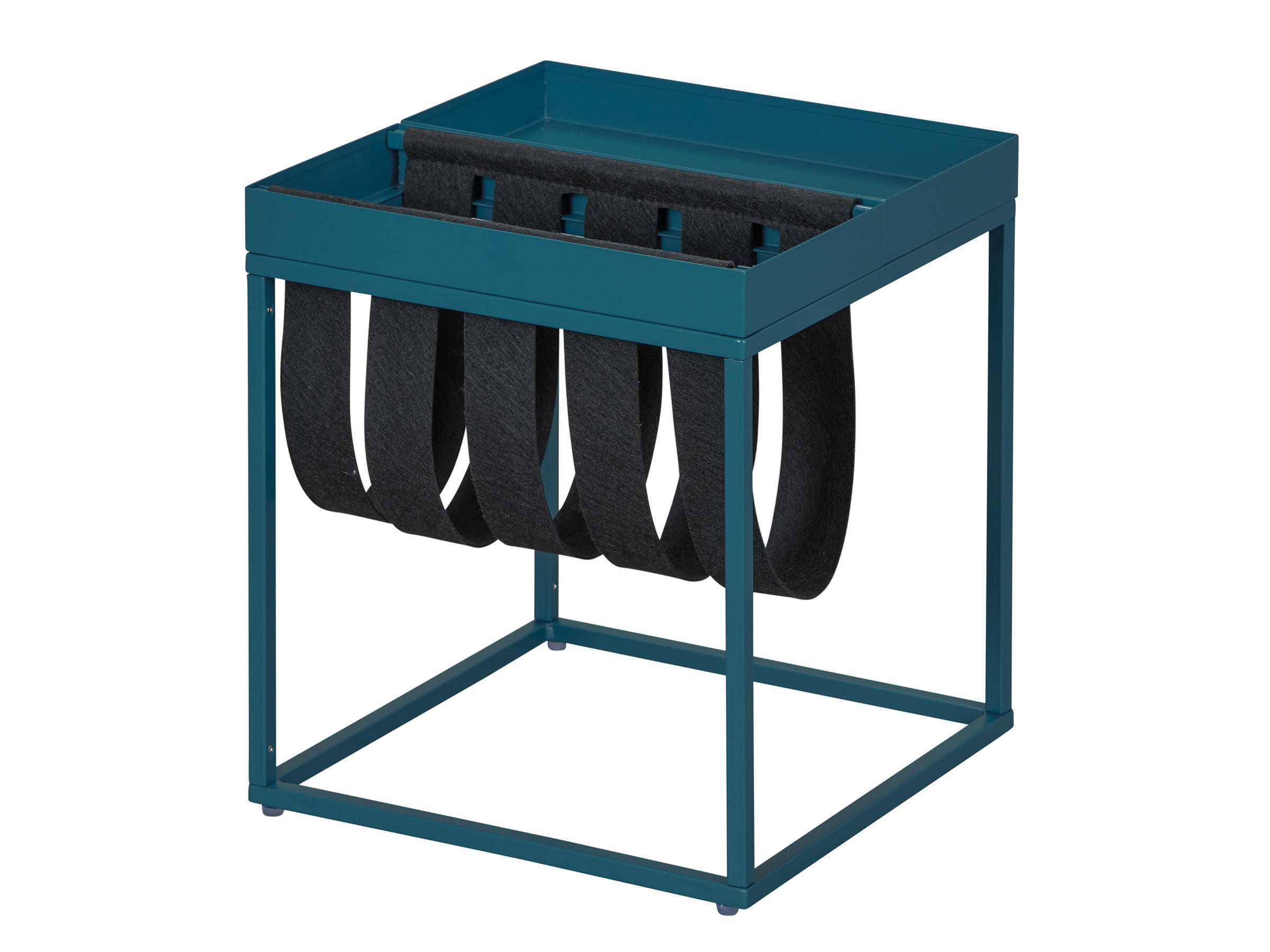 COUCHTISCH mit Magazinhalter schwarz und petrol - Schwarz, Holzwerkstoff (35/35/40cm) - ebuy24