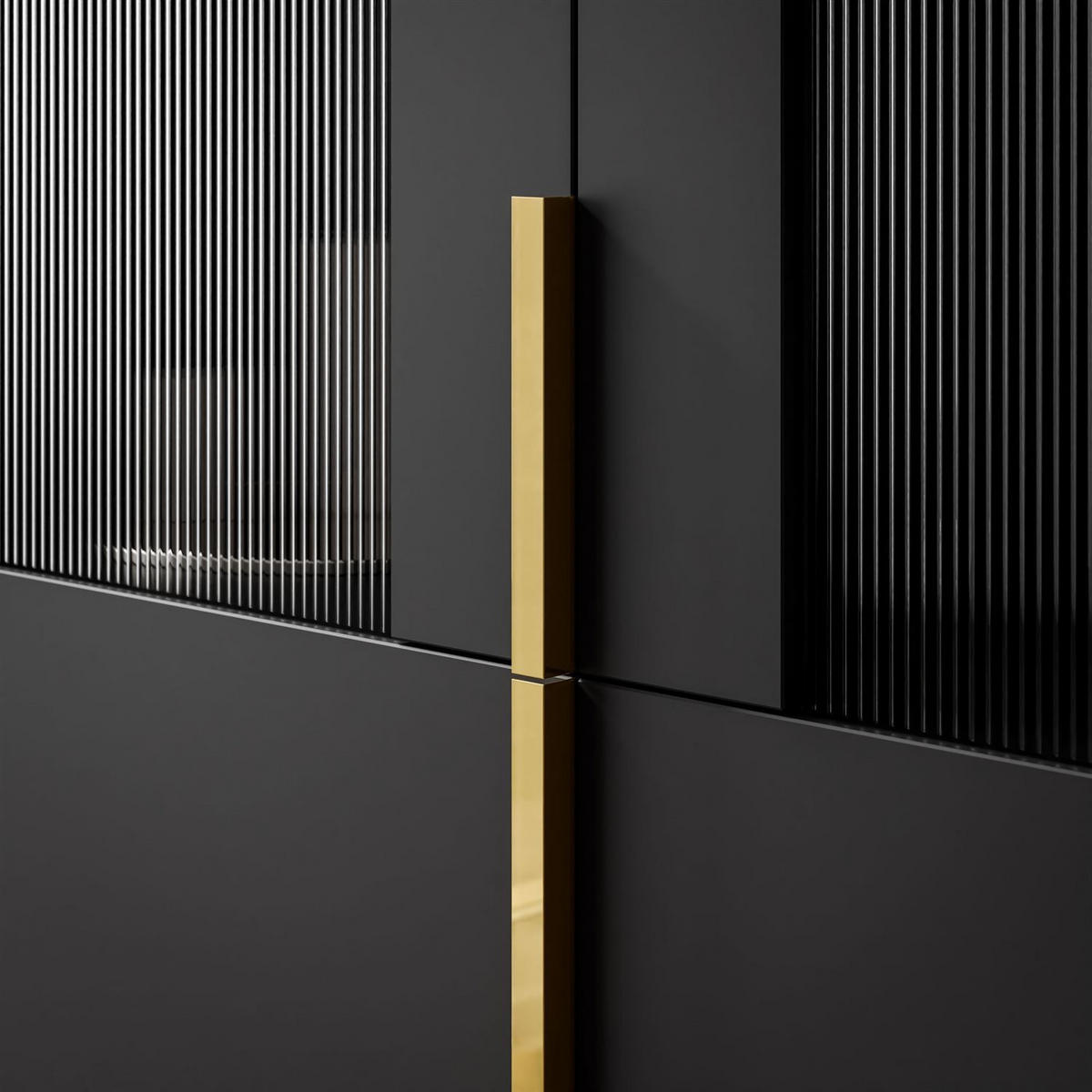 VITRINE MIRACLE mit Glasfront Schwarz - Schwarz, Holzwerkstoff (104/180/39cm) - Lookway