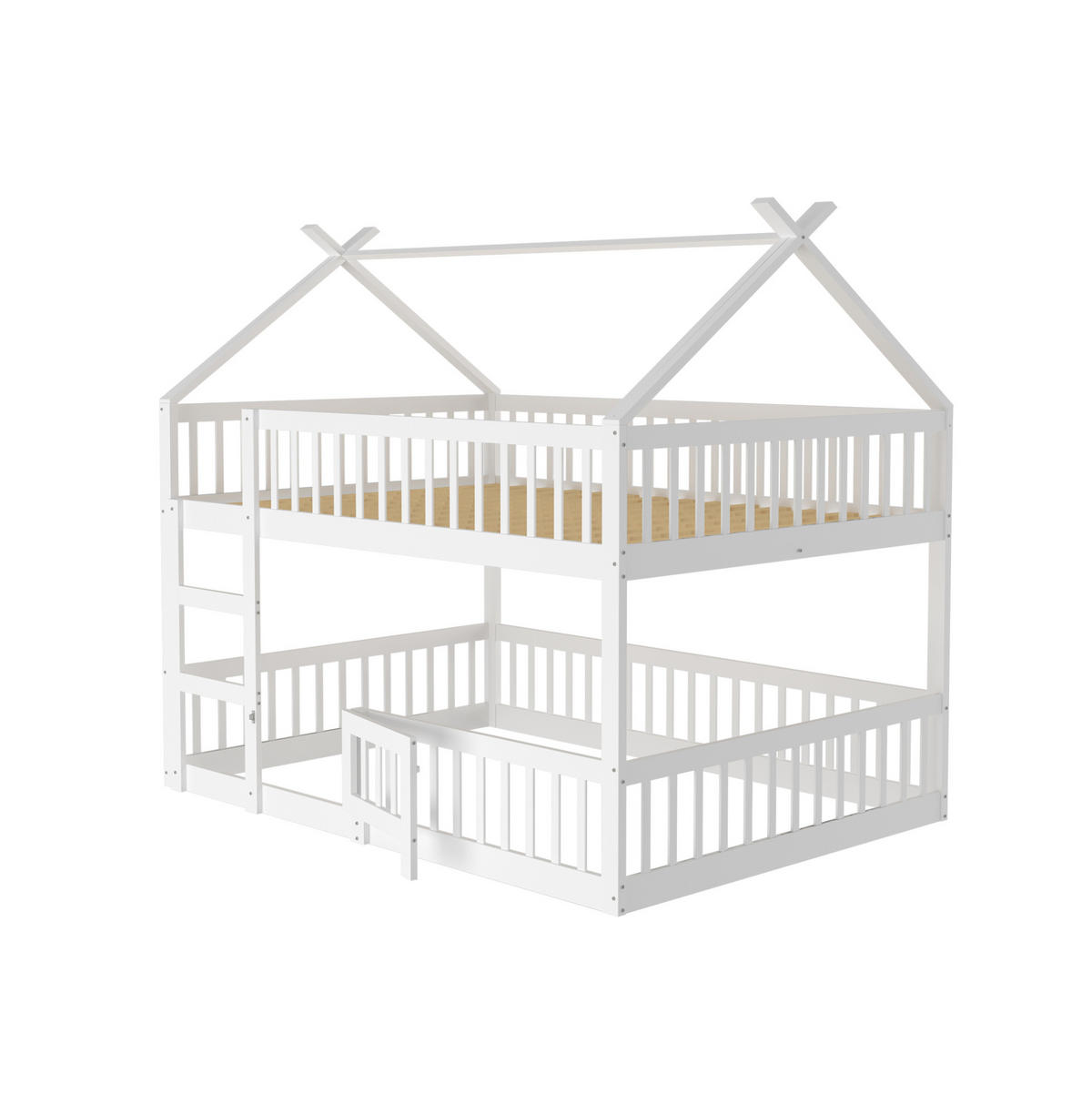 ETAGENBETT 140/200 cm Weiß mit Treppe aus Massivholz - Weiß, Holz (140/200cm) - MIVRAY