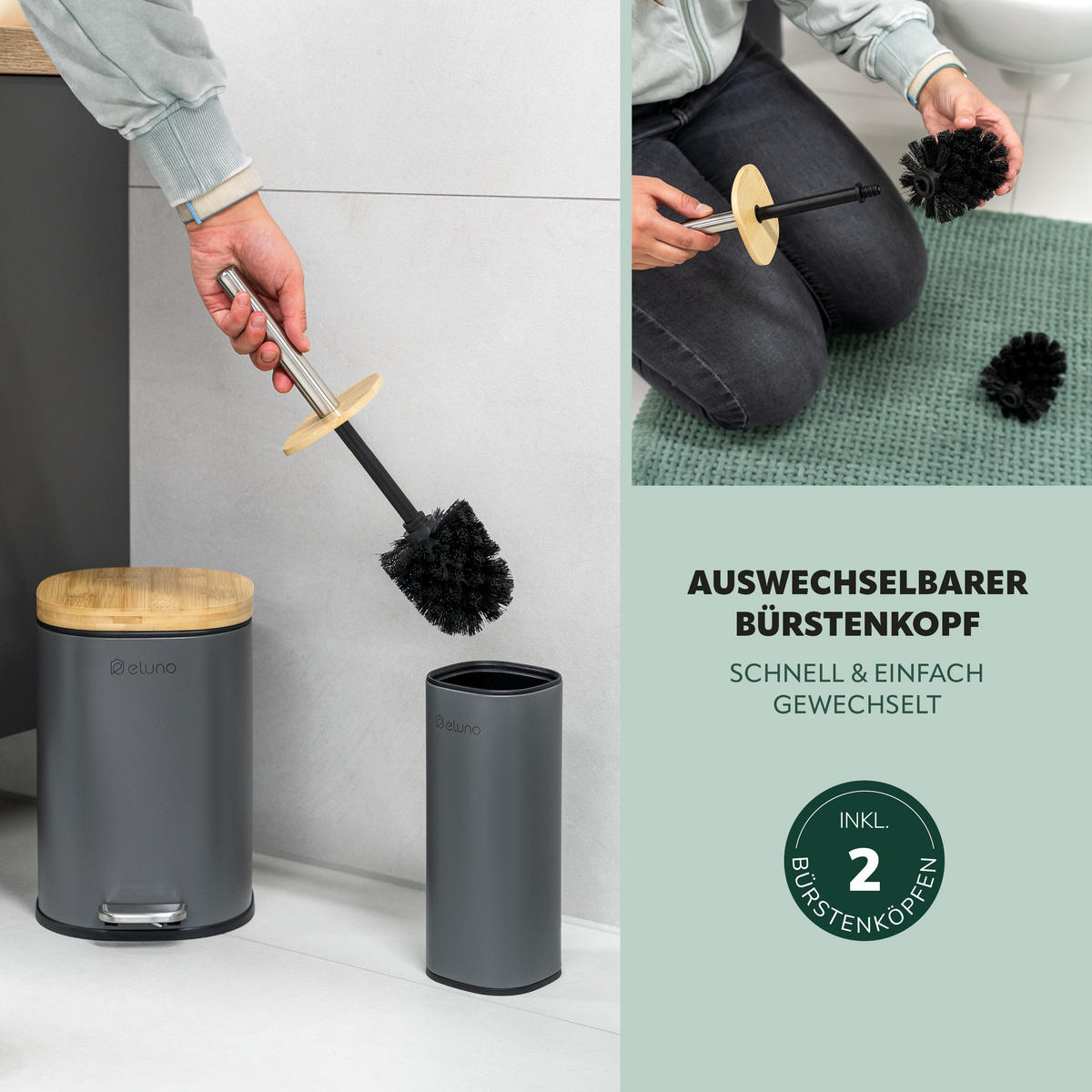 BADEZIMMER-SET FRAMURA 2tlg., grau - Grau, Metall (18.5/27.5/23cm) - eluno