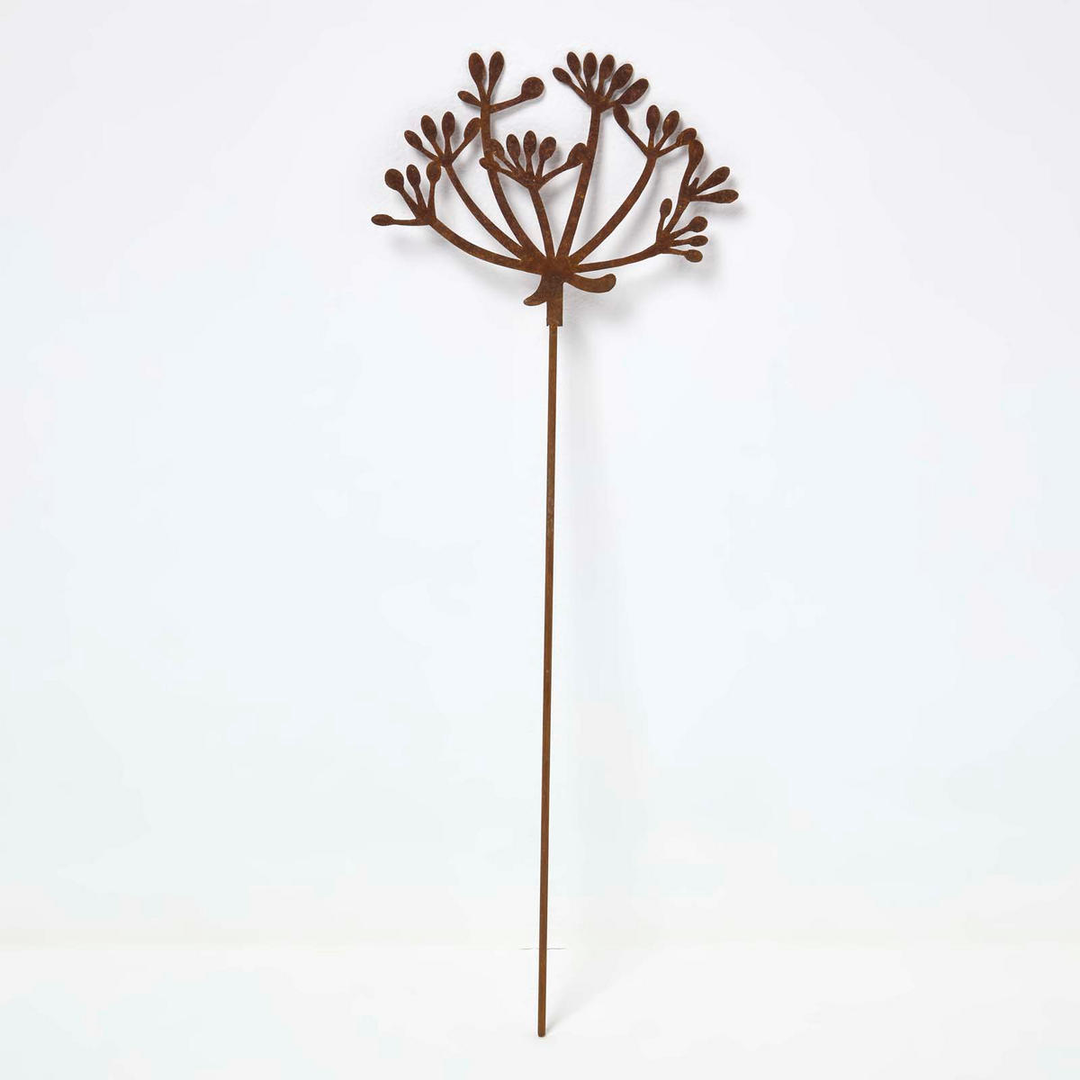 GARTENSTECKER Metall – 2er-Set Wiesenkerbel Gartendeko in Rostoptik - Rotbraun, Metall (37cm) - Homescapes