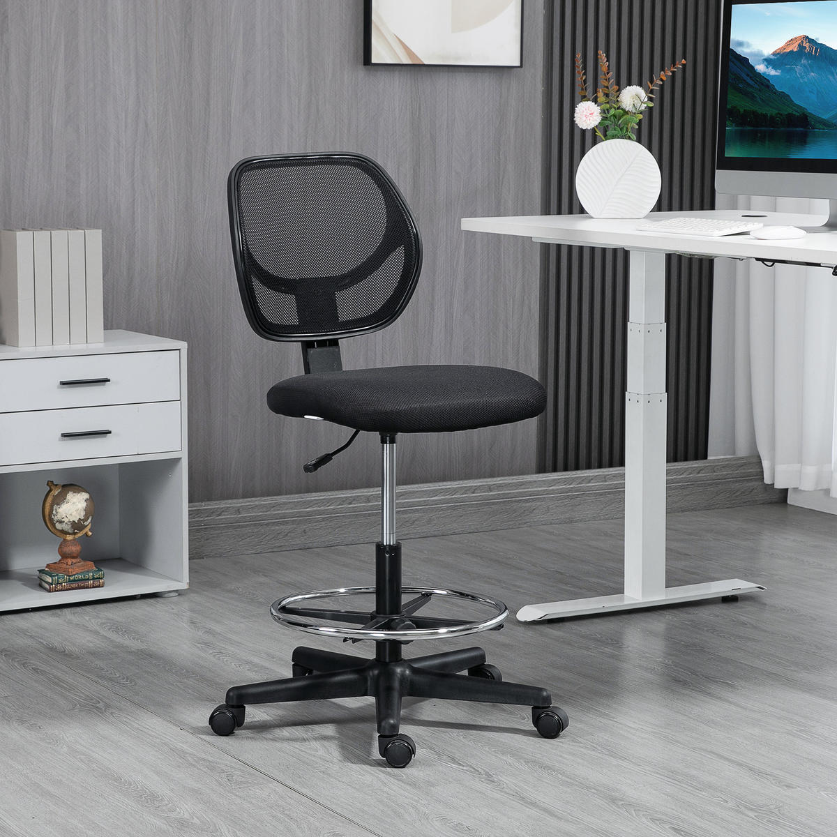BÜROSTUHL, Ergonomischer, Schwarz - Schwarz, Textil (61/113/59cm) - Vinsetto