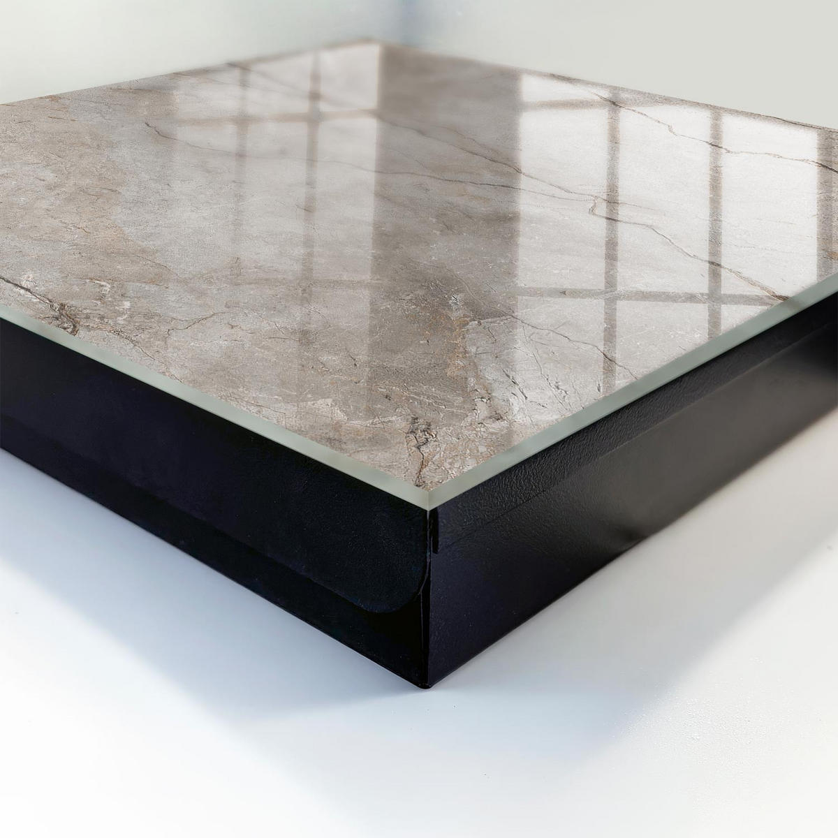 SCHLÜSSELBOX Schwarz 30x30 cm- Türöffnung nach rechts - Stilvoller Stein - Grau, Metall (30/30/5cm) - TULUP