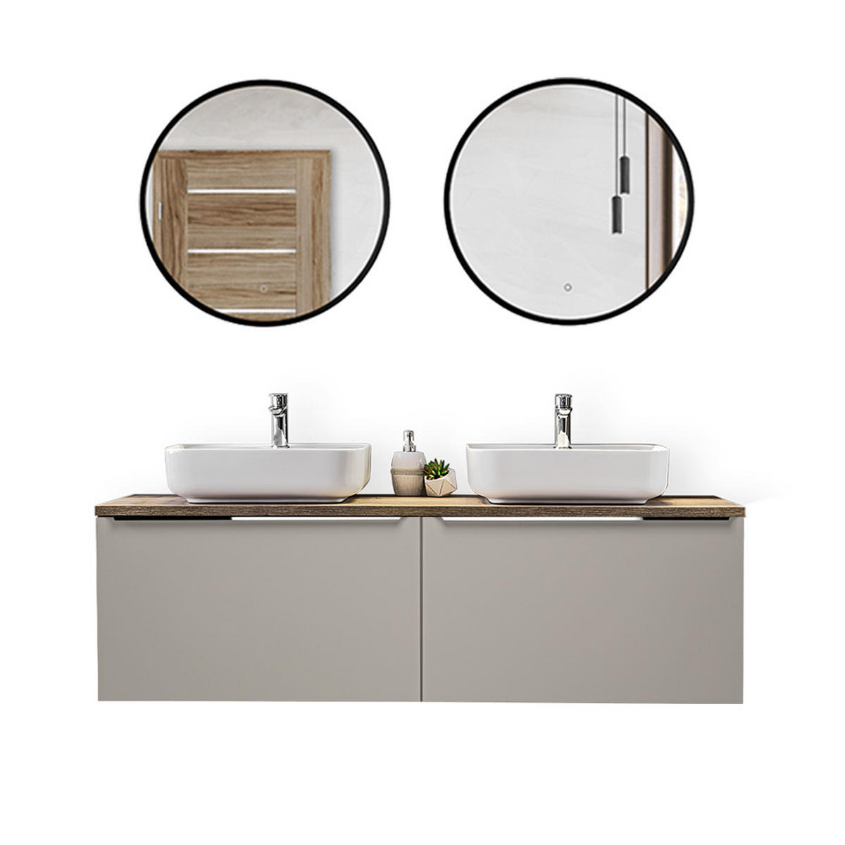 BADMÖBEL-SET 7-TLG. Puebla-56 - Beige, Holzwerkstoff (160/200/46cm) - Lomado