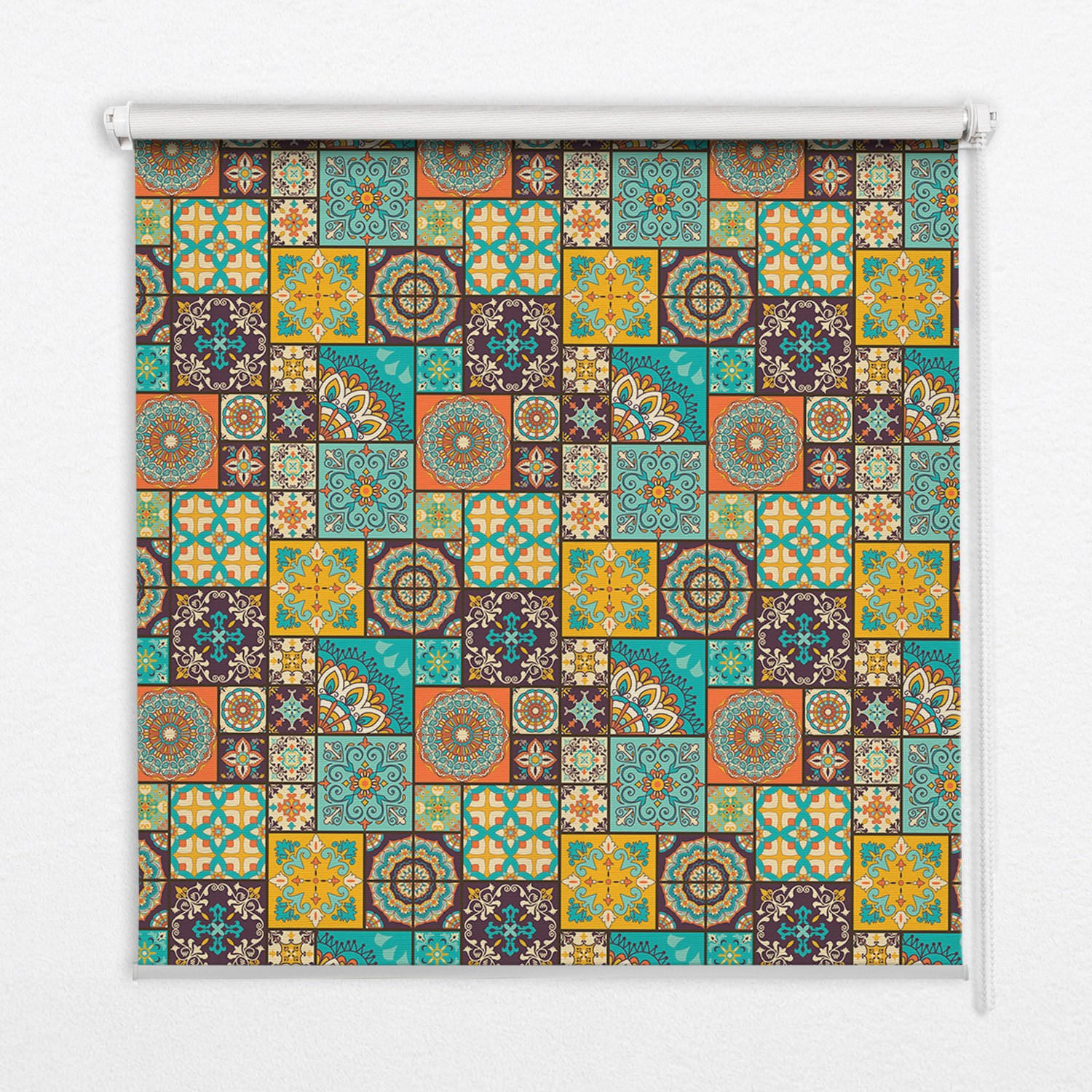 INNENROLLO - Fensterrollo - Rollo - 150x180 cm - Farbenfrohes Mandala - Blau, Kunststoff (150/180/0.5cm) - TULUP