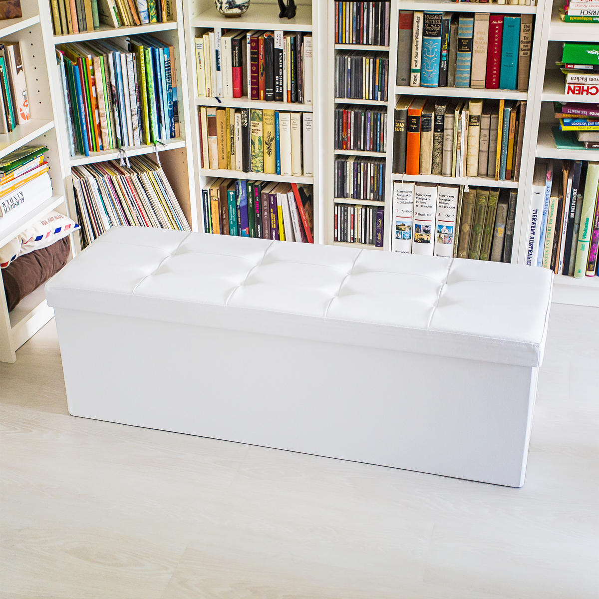 FALTBARE Sitzbank - Weiß, Holzwerkstoff/Kunststoff (38/38/114cm) - Relaxdays