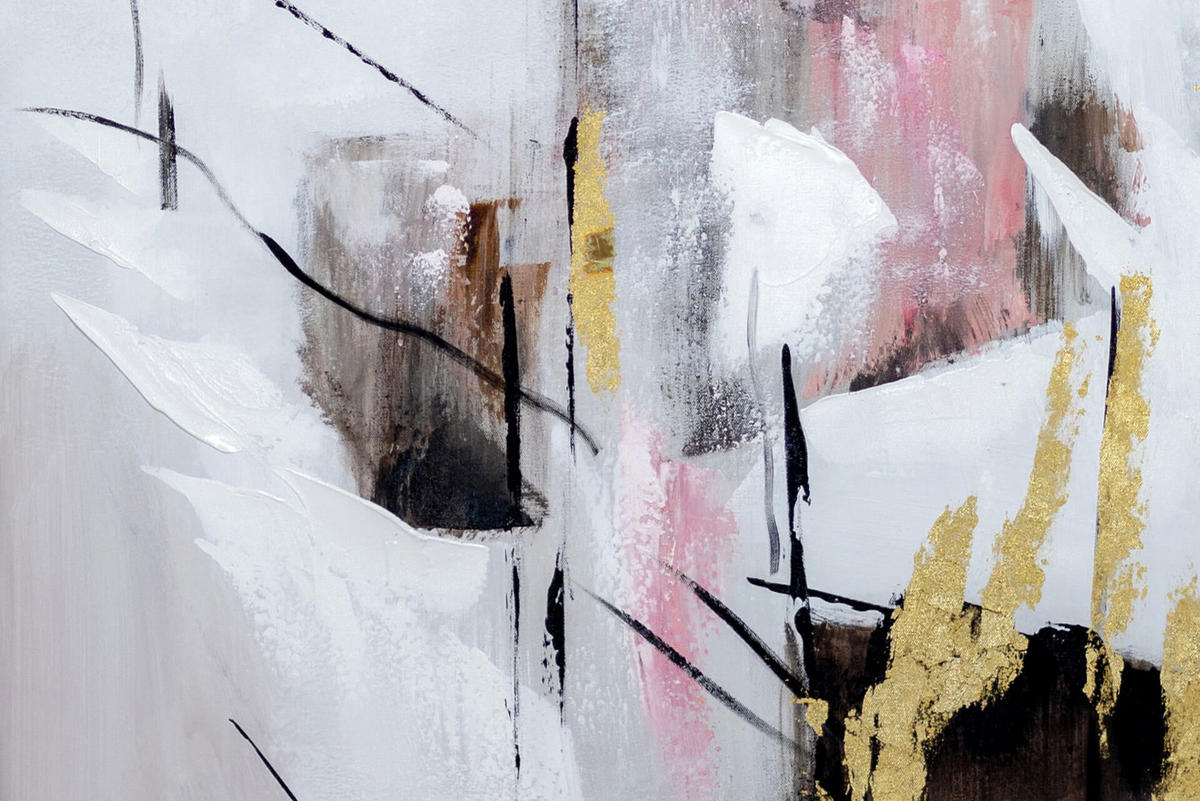 ACRYLBILD HANDGEMALT Weiß 83/123 cm - Weiß, Textil (82.5/122.5cm) - KUNSTLOFT
