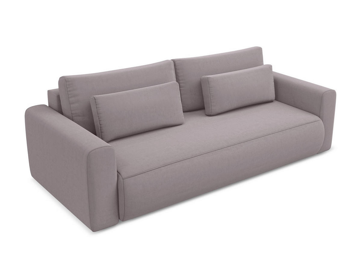 3-SITZER SOFA mit Schlaffunktion Samt Stoff Violett - Lila/Flieder, Kunststoff/Textil (238/82/105cm) - Makamii
